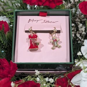 NEW Betsey Johnson Red Mixer and Gingerbread Earrings